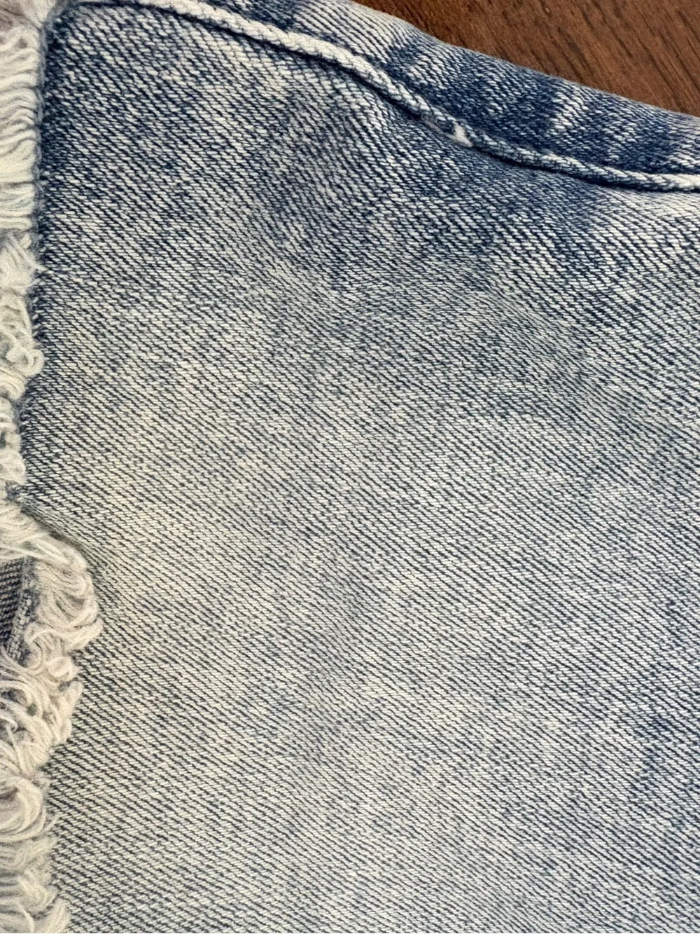 Abercrombie Kids Light Wash Denim Frayed Hem Shorts - Light Blue7/8